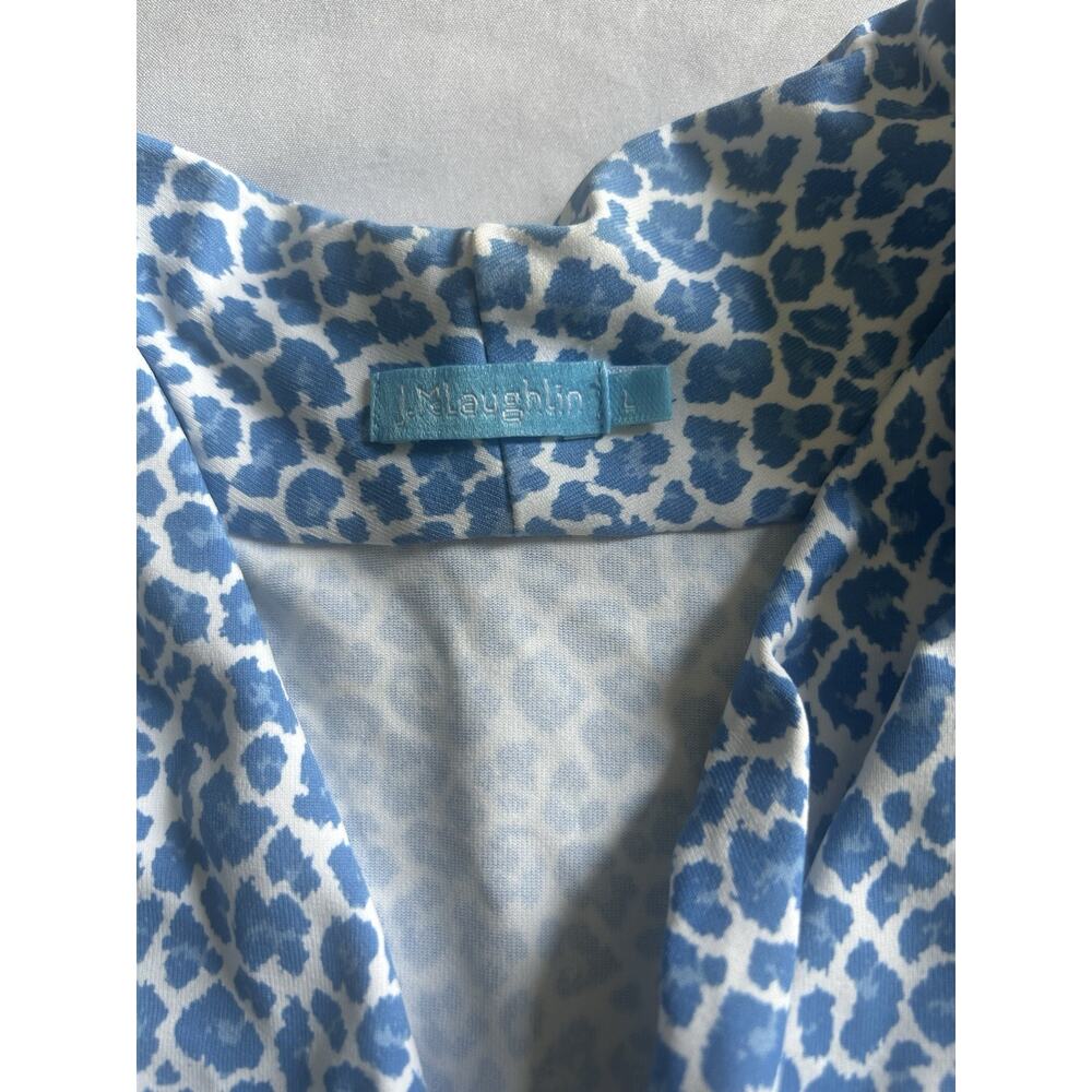 J. McLaughlin Catalina Cloth Faux Wrap Sheath Dress Womens Size Large Blue White - Picture 4 of 10